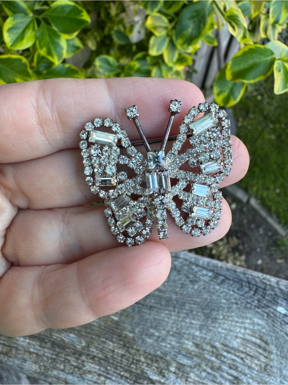 Crystal Butterfly Brooch - Silver Sparkle